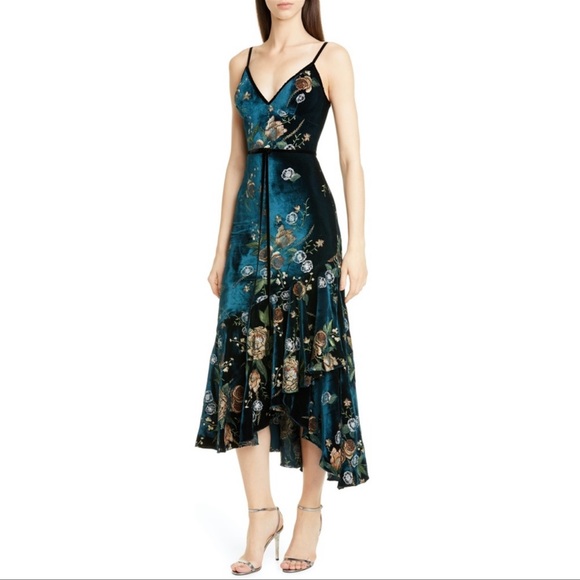 Marchesa Dresses & Skirts - Marchesa Notte Embroidered Velvet High Low Dress ( 8 )